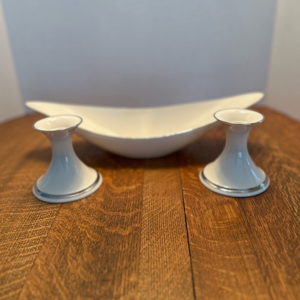 Lenox Venetian Collection Centre Piece Bowl and Two Candle Holders